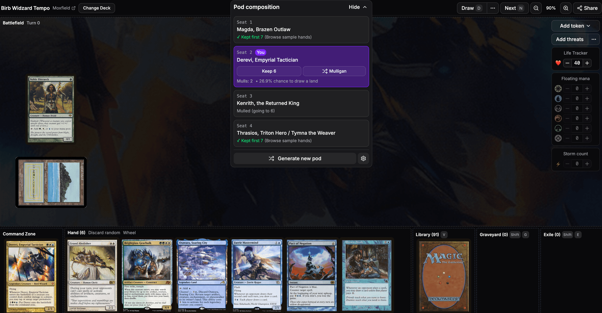 cEDH Mulligan Trainer Playtest Interface
